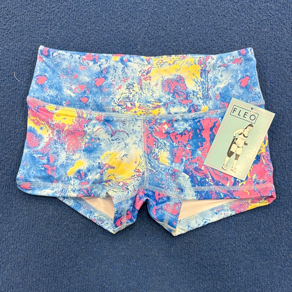 Fleo Women's Athletic Shorts in Blue, Pink, and Yellow